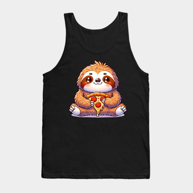 Cute Sloth with a Slice of Pizza Tank Top by dukito